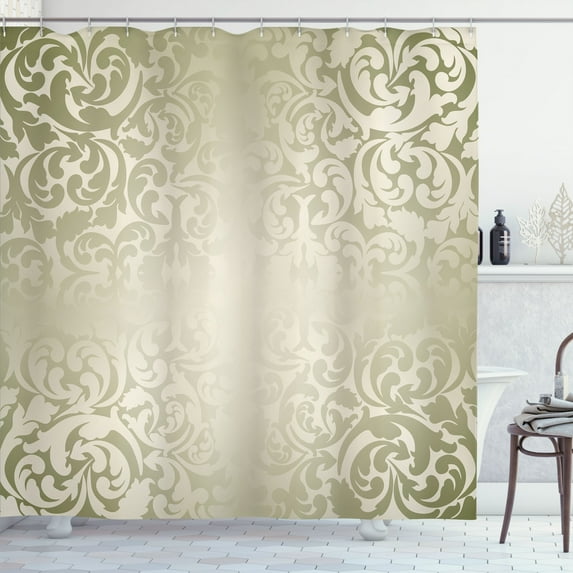 Ambesonne Vintage Shower Curtain, Classic Victorian Damask, 69"Wx70"L, Grey Yellow