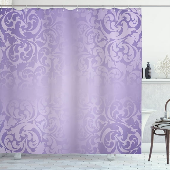 Ambesonne Vintage Shower Curtain, Classic Victorian Damask, 69"Wx70"L, Pale Lavender