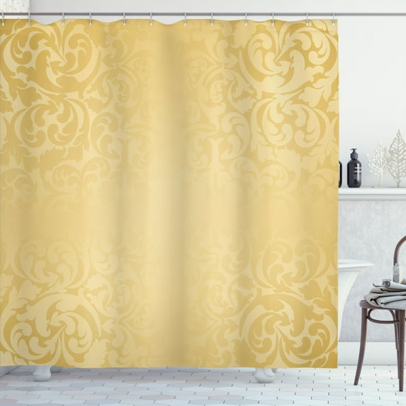 Ambesonne Vintage Shower Curtain, Classic Victorian Damask, 69"Wx84"L, Mustard