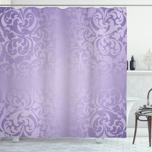 Ambesonne Vintage Shower Curtain, Classic Victorian Damask, 69"Wx84"L, Pale Lavender