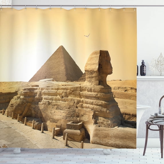 Ambesonne Vintage Shower Curtain, Egptian Pyramids, 69"Wx70"L, Sand Brown