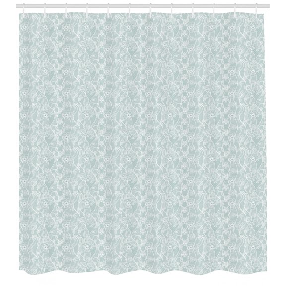 Ambesonne Vintage Shower Curtain, Floral Lace Pattern, 69"Wx75"L, Seafoam and White