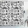 thumbnail image 1 of Ambesonne Vintage Shower Curtain, Hand Drawn Clocks, 69"Wx84"L, Black and White, 1 of 3