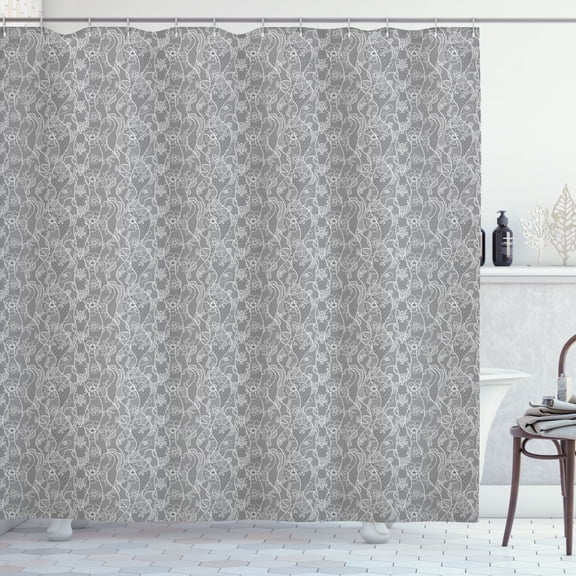 Ambesonne Vintage Shower Curtain, Lace Pattern Floral Print, 69"Wx70"L, Dark Eggshell