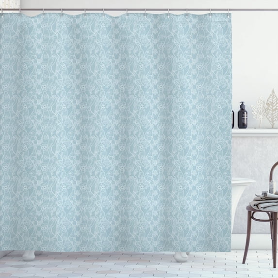 Ambesonne Vintage Shower Curtain, Lace Pattern Victorian Art, 69"Wx84"L, Pale Blue