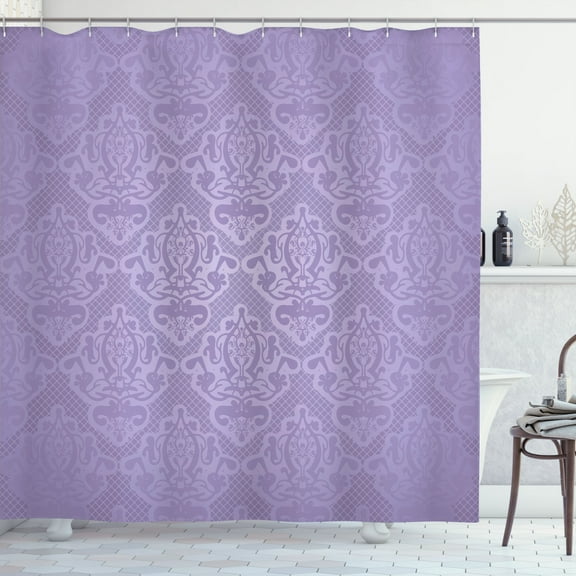 Ambesonne Vintage Shower Curtain, Lace Style Back Motifs Art, 69"Wx70"L, Pale Lavender