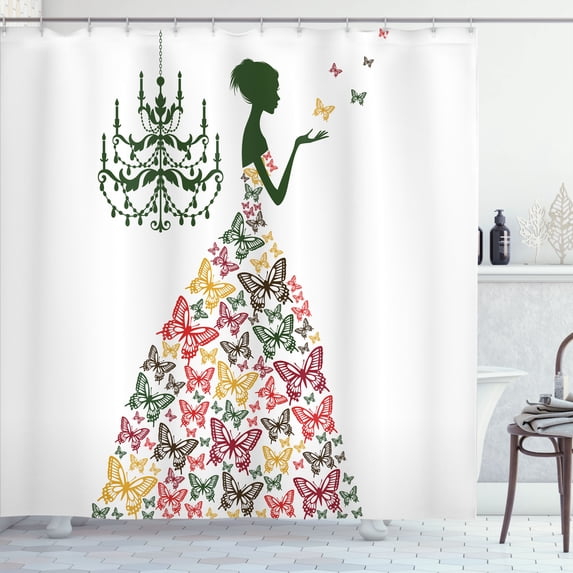 Ambesonne Vintage Shower Curtain, Love Country Romance Print, 69"Wx75"L, Dark Green