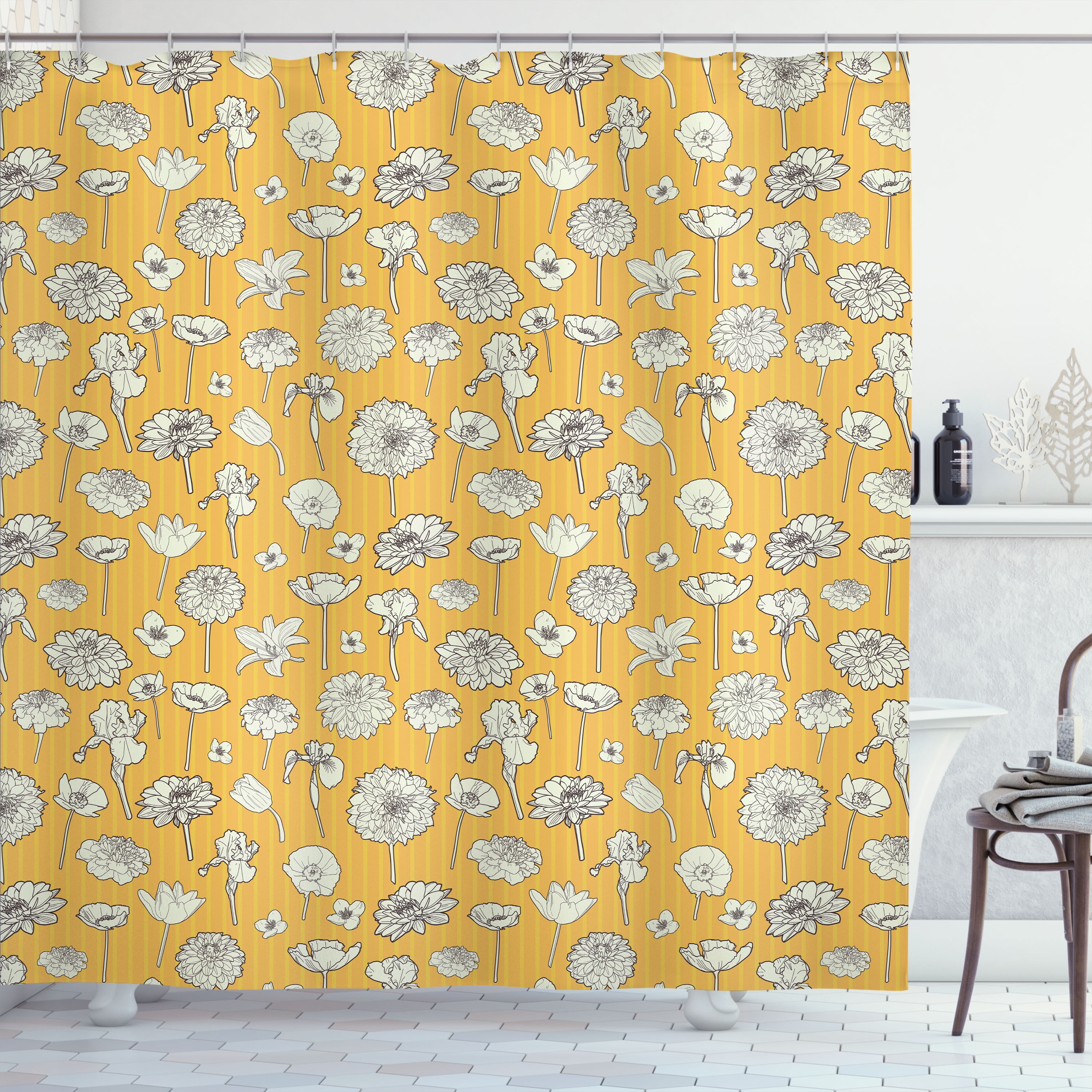 Birds And Flowers Taupe Orange Shower Curtain offers