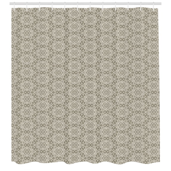 Ambesonne Vintage Shower Curtain, Medieval Flowers Swirls, 69"Wx70"L, Tan White