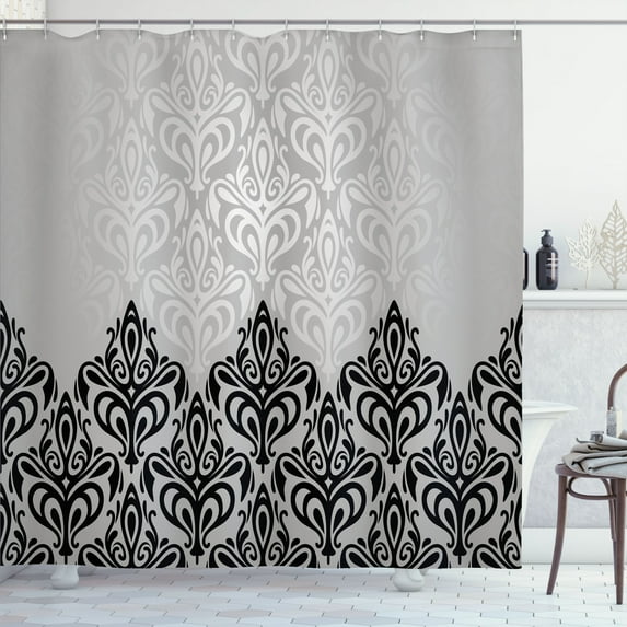 Ambesonne Vintage Shower Curtain, Medieval Victorian Pattern, 69"Wx70"L, Black White