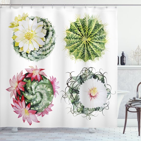 Ambesonne Vintage Shower Curtain, Mexican Retro Funky Cactus, 69"Wx75"L, Multicolor