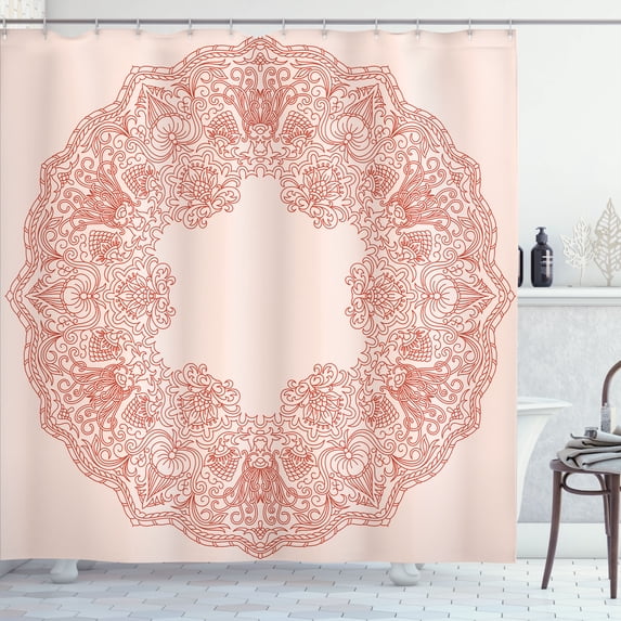 Ambesonne Vintage Shower Curtain, Old Fashion Floral Boho Art, 69"Wx70"L, Pale Salmon