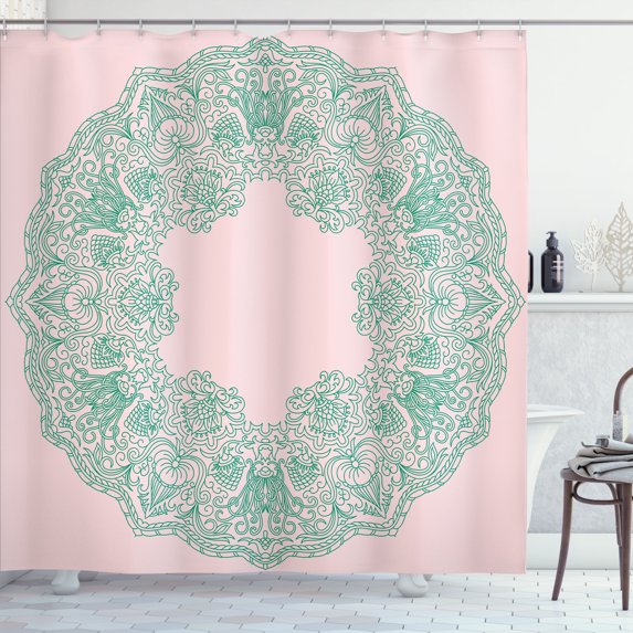 Ambesonne Vintage Shower Curtain, Old Fashion Floral Boho Art, 69"Wx75"L, Jade Green