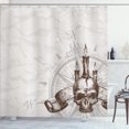 thumbnail image 1 of Ambesonne Vintage Shower Curtain, Priate Skull Compass, 69"Wx84"L, Brown Pearl Grey, 1 of 5