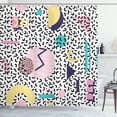 thumbnail image 1 of Ambesonne Vintage Shower Curtain, Retro Geometric Shapes, 69"Wx84"L, Navy Yellow Pink, 1 of 5