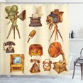 thumbnail image 1 of Ambesonne Vintage Shower Curtain, Retro Old Technology, 69"Wx75"L, Cream and Pale Caramel, 1 of 5