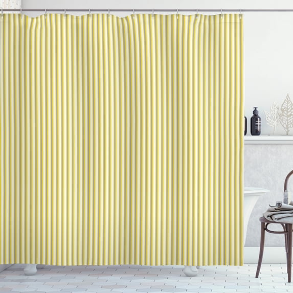 Ambesonne Vintage Shower Curtain, Retro Style Stripes, 69"Wx75"L, Pale Yellow White
