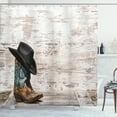 thumbnail image 1 of Ambesonne Vintage Shower Curtain, Rodeo Cowboy Grunge Hat, 69"Wx75"L, Black Brown, 1 of 4