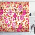 thumbnail image 1 of Ambesonne Vintage Shower Curtain, Roses on Wood Backdrop, 69"Wx70"L, Pink Orange, 1 of 5