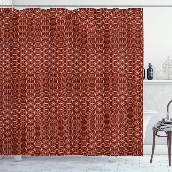 Ambesonne Vintage Shower Curtain, Southeastern Floral Motifs, 69"Wx84"L, Maroon Brown Orange