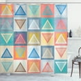 thumbnail image 1 of Ambesonne Vintage Shower Curtain, Striped Colorful Triangles, 69"Wx75"L, Coral Turquoise and Salmon, 1 of 4