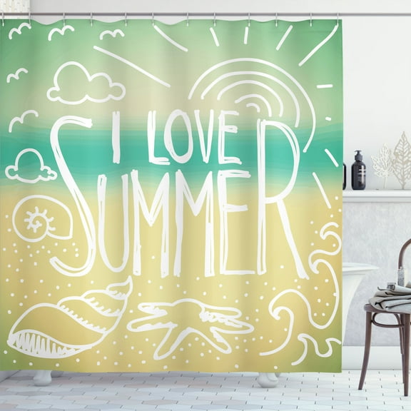Ambesonne Vintage Shower Curtain, Sun Words, 69"Wx75"L, Turquoise Beige