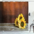 thumbnail image 1 of Ambesonne Vintage Shower Curtain, Sunflowers on Rustic Print, 69"Wx84"L, Chocolate Earth Yellow, 1 of 4