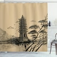 thumbnail image 1 of Ambesonne Vintage Shower Curtain, Taoist House of Faith, 69"Wx70"L, Pale Brown Black, 1 of 3