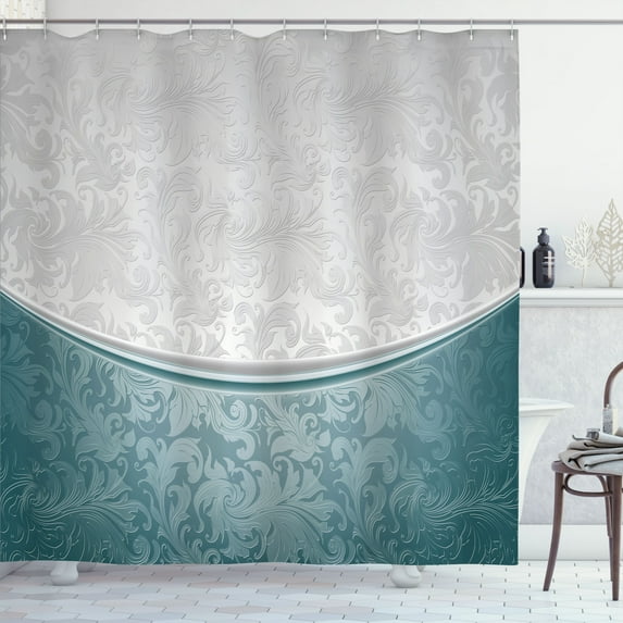 Ambesonne Vintage Shower Curtain, Victorian Motifs Baroque, 69"Wx70"L, Teal Pearl