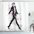 thumbnail image 1 of Ambesonne Vintage Shower Curtain, Woman Catwalk, 69"Wx70"L, Black and Pink, 1 of 3