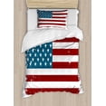 thumbnail image 1 of Ambesonne Vintage Stripe Duvet Cover Sets, Grungy Old Glory USA, 2-Twin, Burgundy Petrol Blue, 1 of 3