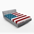 thumbnail image 1 of Ambesonne Vintage Stripe Fitted Sheet, Grungy Old Glory USA, Queen Size, Burgundy Petrol Blue, 1 of 3