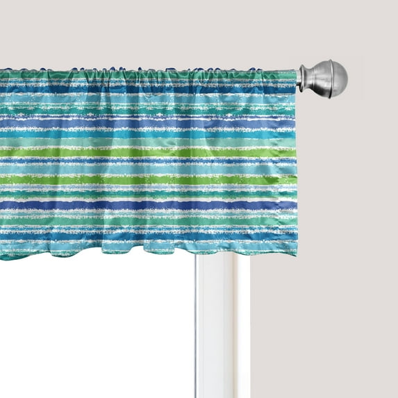 Ambesonne Vintage Stripe Window Valance, Blue Green Tones Art, 42" x 12", Multicolor