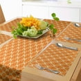 thumbnail image 1 of Ambesonne Vintage Table Runner & Placemats, Classic Retro Wavy Stripes, Placemat 4 pcs + Runner 12"x90", Marigold Champagne, 1 of 2