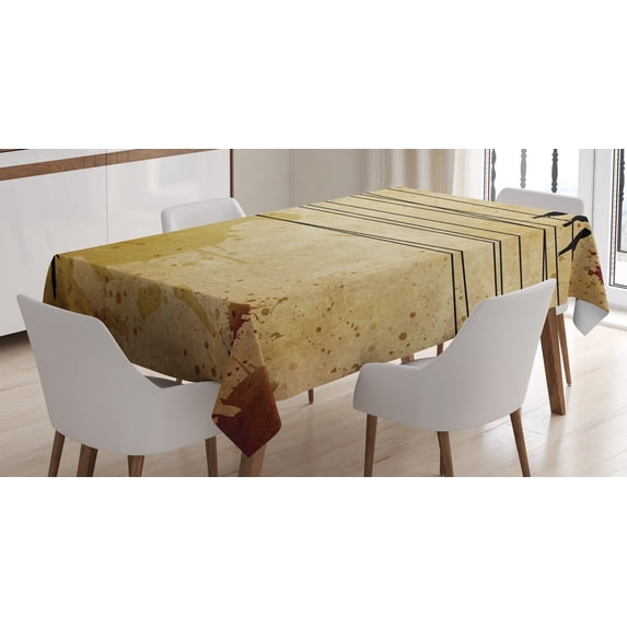 Ambesonne Vintage Tablecloth Rectangular Table Cover, Birds on Cable Grunge, 60"x84", Mustard