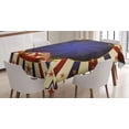 thumbnail image 1 of Ambesonne Vintage Tablecloth Rectangular Table Cover, Circus Poster Image, 52"x70", Pale Yellow Navy Blue, 1 of 4