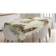 thumbnail image 1 of Ambesonne Vintage Tablecloth Rectangular Table Cover, European Landmarks City, 60"x84", Brown and Cream, 1 of 4