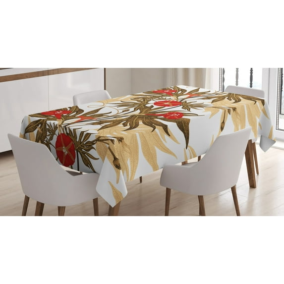 Ambesonne Vintage Tablecloth Rectangular Table Cover, Exotic Climbing Ivy, 60"x84", Brown Sand Brown Red