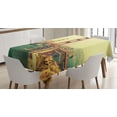 thumbnail image 1 of Ambesonne Vintage Tablecloth Rectangular Table Cover, Old Style Bridge View, 60"x90", Brown and Blue, 1 of 4