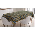 thumbnail image 1 of Ambesonne Vintage Tablecloth Rectangular Table Cover, Squares Chain Mesh Tile, 60"x90", Dark Blue Orange, 1 of 4
