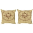 thumbnail image 1 of Ambesonne Vintage Throw Pillow Cover 2 Pack, Antique Roman Sun Stone, 16", Pale Brown, 1 of 7