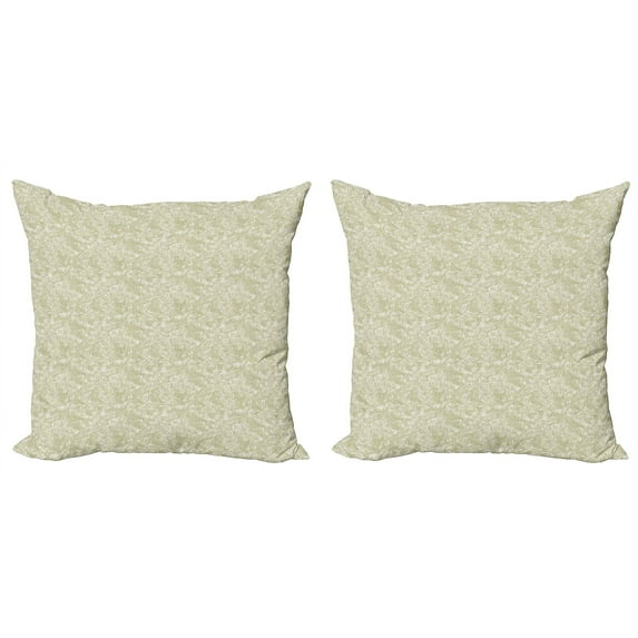 Ambesonne Vintage Throw Pillow Cover 2 Pack, Antique Swirls Curves, 16", Beige White