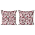 thumbnail image 1 of Ambesonne Vintage Throw Pillow Cover 2 Pack, Blooming Spring Branches, 16", Dark Brown and Dark Coral, 1 of 2