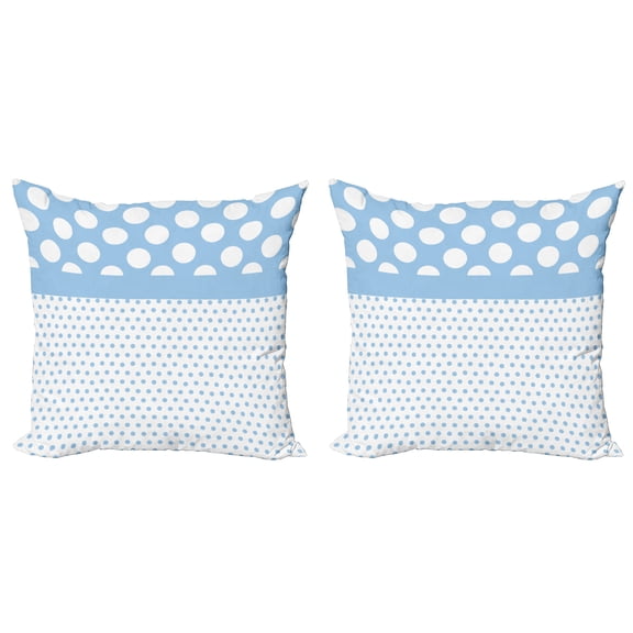 Ambesonne Vintage Throw Pillow Cover 2 Pack, Blue Polka Dots, 20", White Blue