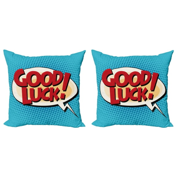 Ambesonne Vintage Throw Pillow Cover 2 Pack, Comic Book Strip, 20", Pale Blue Red Yellow