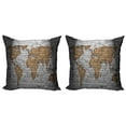thumbnail image 1 of Ambesonne Vintage Throw Pillow Cover 2 Pack, Countries Continents, 16", Pale Grey Pale Brown, 1 of 7