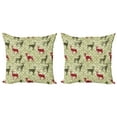 thumbnail image 1 of Ambesonne Vintage Throw Pillow Cover 2 Pack, Damask Design Pattern, 24", Maroon Green, 1 of 2