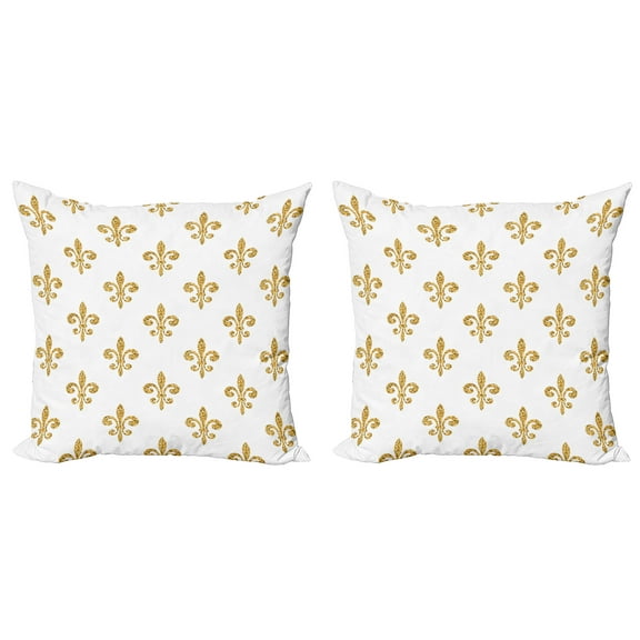 Ambesonne Vintage Throw Pillow Cover 2 Pack, European Lily Noble, 16", Yellow White
