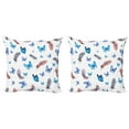 thumbnail image 1 of Ambesonne Vintage Throw Pillow Cover 2 Pack, Feathers and Butterfly, 18", Blue White Grey, 1 of 6