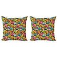 thumbnail image 1 of Ambesonne Vintage Throw Pillow Cover 2 Pack, Funky Geometric Style, 16", Multicolor, 1 of 2